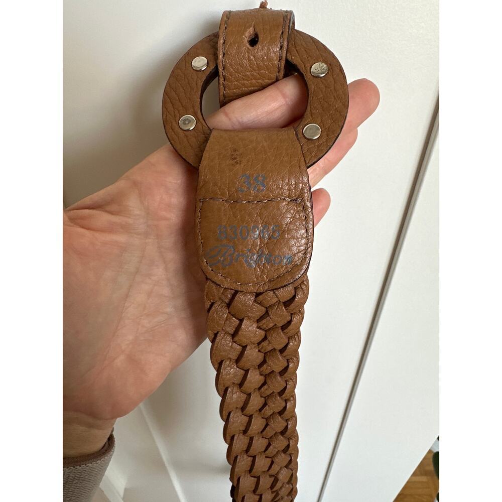 Brighton Women's Woven Leather Floral and Metal Ring Belt, Size 38/L - Picture 5 of 10